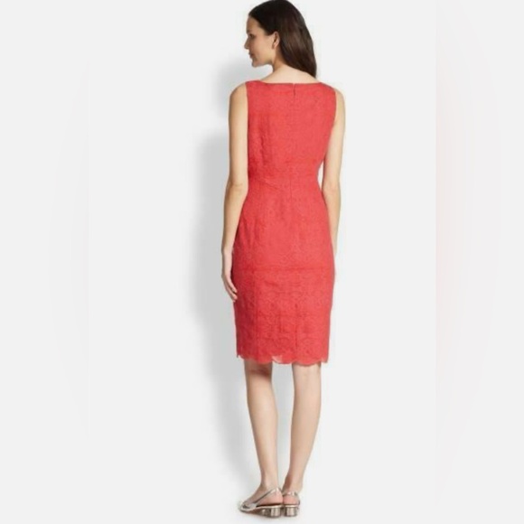 Tory Burch Cameron Scalloped Hem Lace Sheath Dress Pink Size 8 - Picture 2 of 8